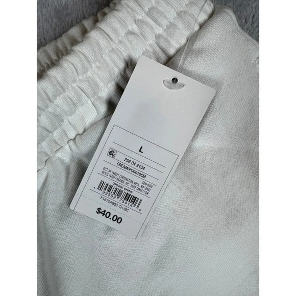 NWT Parke x Target SET  L/XL Sweatshirt and Large Boxer Sweatpants Cream.